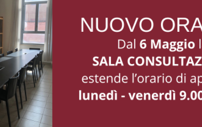 Nuovo orario sala conaulatzione